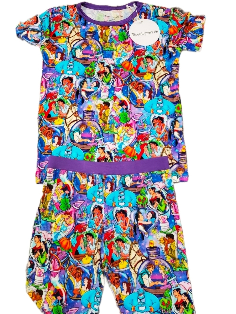 * Read* Showstoppers Bamboo Purple Disney Princess Potion Bottle Pajama Set 5/6